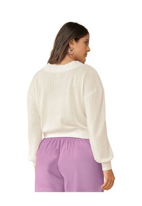 Buzo Cuello En V Con Cuello Fajón Y Perilla En Rib F6849 Crudo