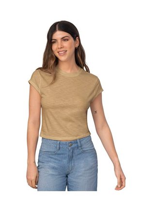 Camiseta Manga Corta Cuello Redondo Básica J2874 Beige
