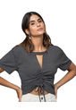 Camiseta Manga Corta Con Abertura Triangular En Escote J2853 Gris de Leonisa