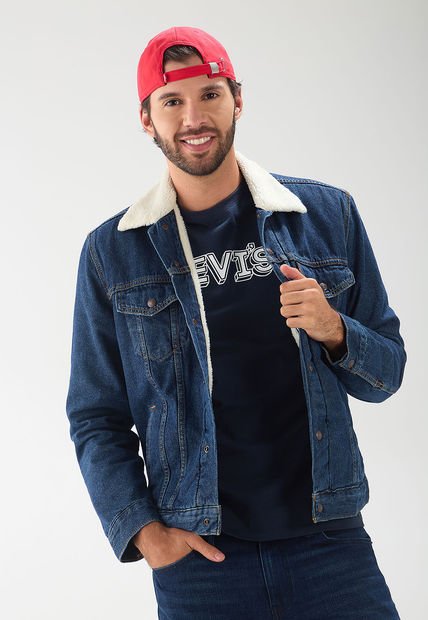 Chaqueta  Denim Azul-Marfil Levi's Sherpa Trucker