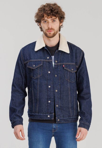 Chaqueta  Denim Azul Oscuro-Marfil Levi's Sherpa Trucker