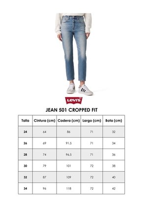 Jean Levi's 501 Cropped Fit Índigo Claro
