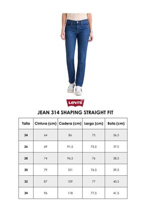 Jean Levi's 314 Shaping Straight Fit Índigo Medio