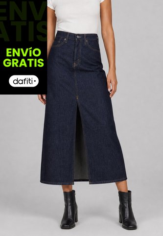 Falda Larga Denim Levi's Ankle Colum Fit Índigo Oscuro Levis
