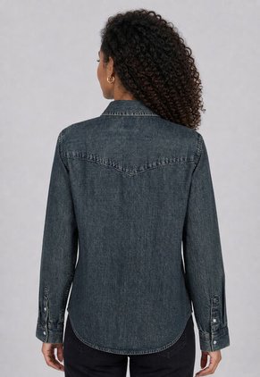 Camisa Denim Levi's Iconic Western Índigo Medio