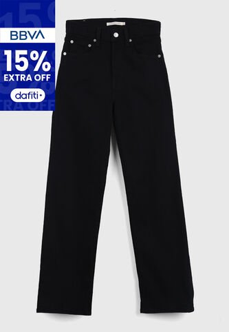 Jean Levi's Ribcage Straight Ankle Fit Negro Levis