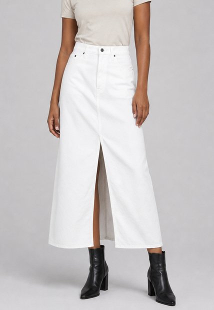 Falda Larga Denim Levi's Ankle Colum Fit Blanco