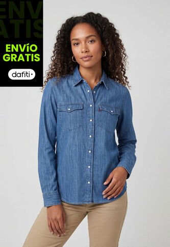 Camisa Denim Levi's Iconic Western Índigo Medio Levis