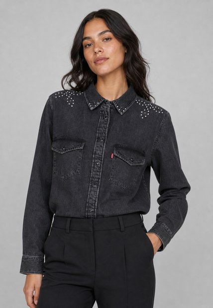 Camisa Denim Levi's Iconic Western Gris Oscuro
