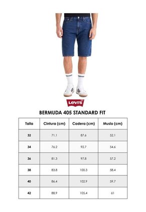 Bermuda Denim Levi's 405 Standard Fit Índigo Medio