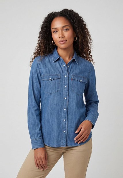 Camisa Denim Levi's Iconic Western Índigo Medio