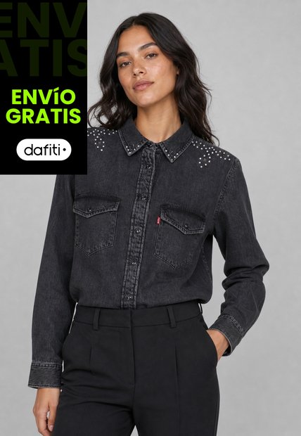 Camisa Denim Levi's Iconic Western Gris Oscuro