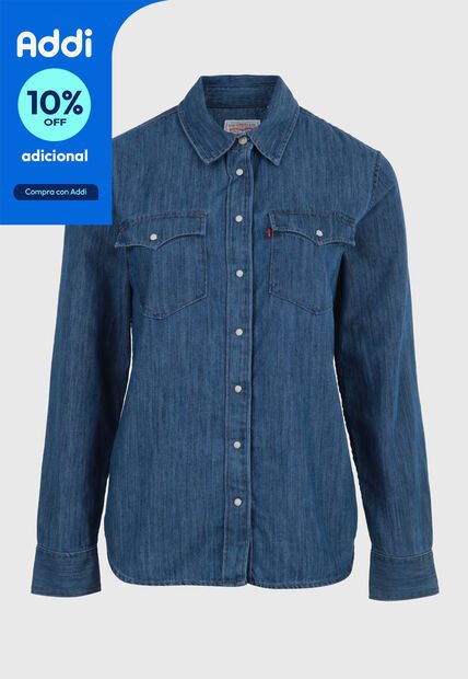Camisa Denim Levi's Iconic Western Índigo Medio