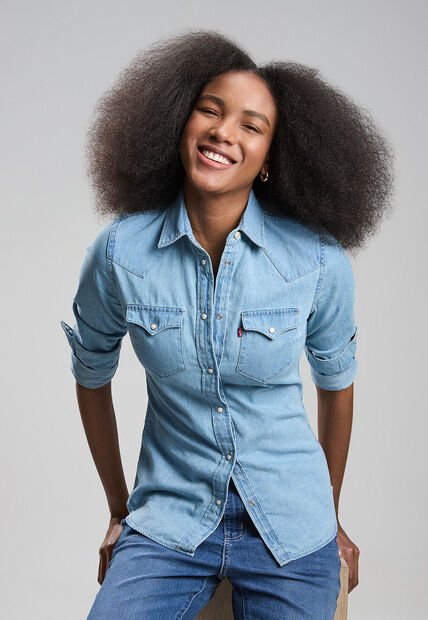 Camisa Denim Levi's Iconic Western Índigo Claro