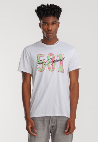 Camiseta Blanco-Fucsia-Verde Levi's Graphic 501 Levis