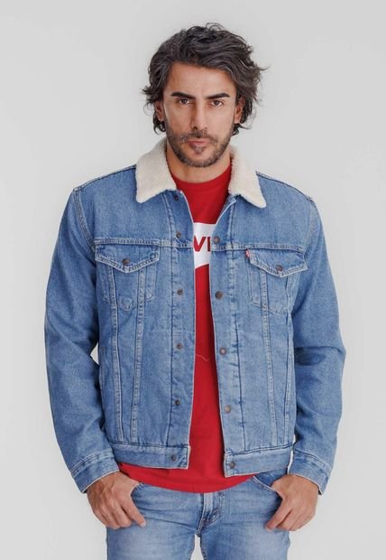 Chaqueta Denim Azul Claro-Marfil Levi's Sherpa Trucker