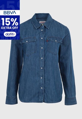 Camisa Denim Levi's Iconic Western Índigo Medio Levis