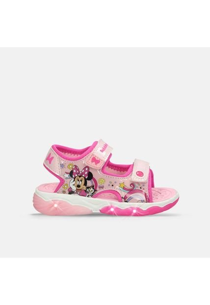Sandalia Infantil Con Luces Para Niña Bubblegummers/Disney Rosado Nubia L  Minnie 26-29