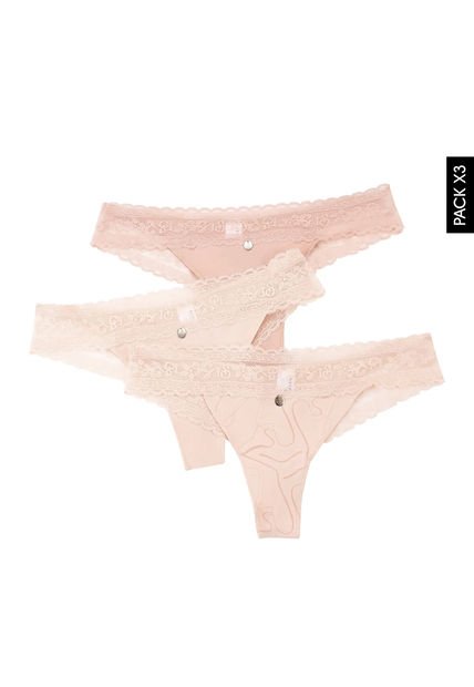 Pantie x3 Rosa-Palo Rosa Lili Pink