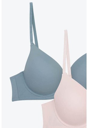 Brasier Con Copa 3/4 Paquete X2 Confeccionado En Microfibra 4351D BRASIER X2, T32B, RSCL_AZCL Lili Pink