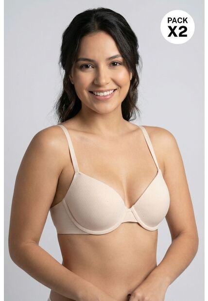 Brasier Con Aros Libres Elaborado En Microfibra Paquete X2 MJ102-090 BRASIER  X2, T32B, NRGO_DRZN Lili Pink