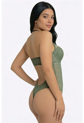 Body Tipo Halter Con Realce Confeccionado En Malla EM159-004 BODY ENCAJE, T34B/M, BLCO Lili Pink