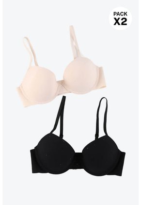 Brasier Con Aros Libres Elaborado En Microfibra Paquete X2 MJ102-090 BRASIER  X2, T32B, NRGO_DRZN Lili Pink