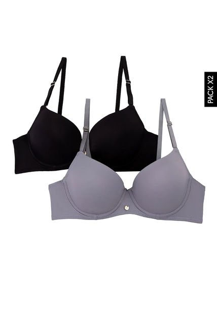 Brasier x2 Gris Oscuro-Negro Lili Pink