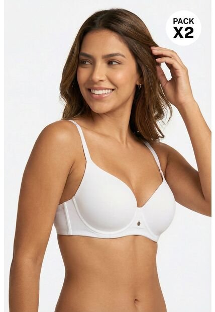 Brasier Con Copa 3/4 Paquete X2 Confeccionado En Microfibra 4351D BRASIER X2, T36B, BLCO_PTRL Lili Pink