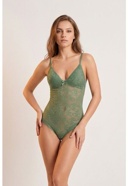 Body En Malla Con Encaje Y Escote Triangular EM159-002 BODY ENCAJE, TL, VRML Lili Pink