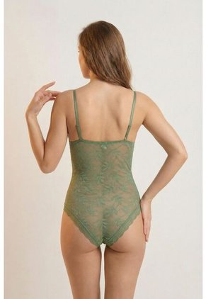 Body En Malla Con Encaje Y Escote Triangular EM159-002 BODY ENCAJE, TL, VRML Lili Pink