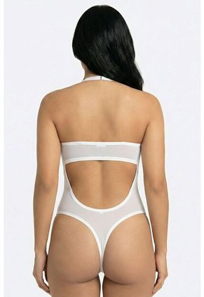 Body Tipo Halter Con Realce Confeccionado En Malla EM159-004 BODY ENCAJE, T38B/XL, VRML Lili Pink