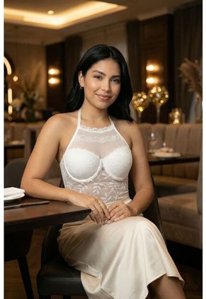 Body Tipo Halter Con Realce Confeccionado En Malla EM159-004 BODY ENCAJE, T38B/XL, VRML Lili Pink