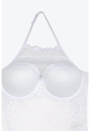 Body Tipo Halter Con Realce Confeccionado En Malla EM159-004 BODY ENCAJE, T38B/XL, VRML Lili Pink