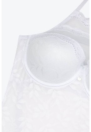 Body Tipo Halter Con Realce Confeccionado En Malla EM159-004 BODY ENCAJE, T38B/XL, VRML Lili Pink