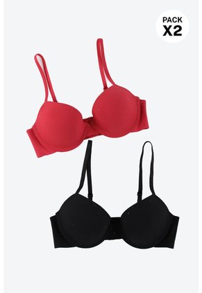 Brasier Con Aros Libres Elaborado En Microfibra Paquete X2 MJ102-090 BRASIER  X2, T36B, NRGO_ROJO Lili Pink