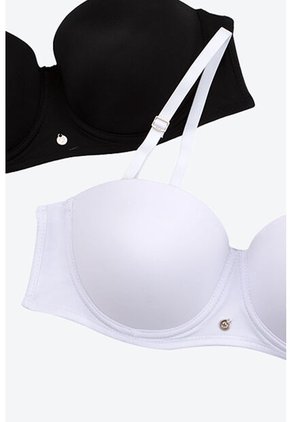 Paquete X2 Brasier Copa Strapless En Microfibra IM102-012 NEGROBLANCO T38B Lili Pink