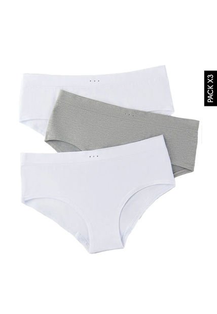 Pantie x3 Blanco-Gris Lili Pink