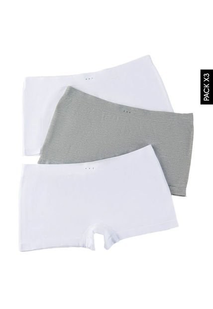 Pantie x3 Blanco-Gris Lili Pink