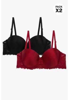 Brasier En Microfibra Satinada Tipo Strapless Paquete X2 IM102-044 BRASIER X2, T34B, NRGO_ROJO Lili Pink