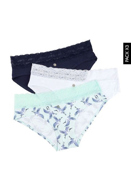 Pantie x3 Animal Print-Negro-Blanco Lili Pink Femenino
