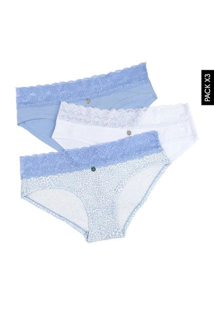 Pantie x3 Azul-Blanco Lili Pink