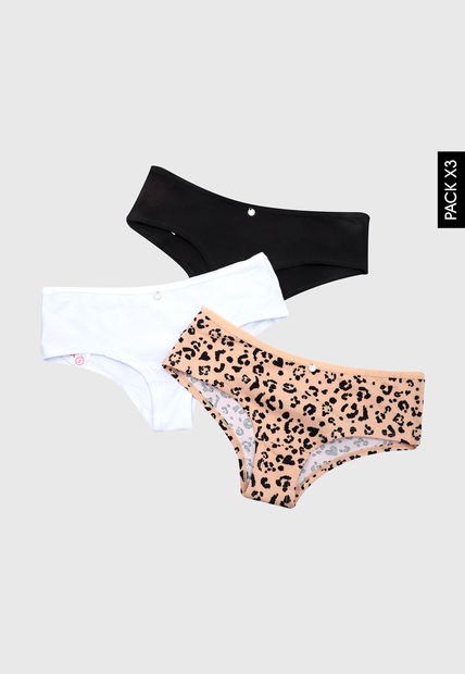 Pantie X3 Negro-Blanco-Salmón Lili Pink