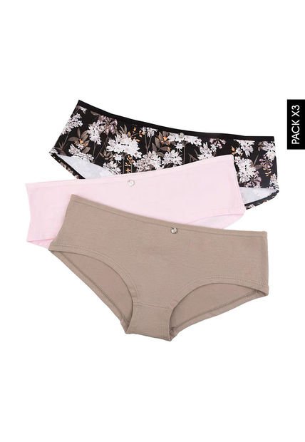 Pantie x3 Gris-Rosa-Negro Lili Pink Femenino