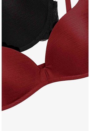 Brasier En Microfibra Satinada Paquete X2 Cobertura Media IM102-042, T32B, NRGO_ROJO Lili Pink