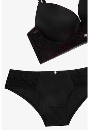 Conjunto De Tres Piezas: Brasier Más Dos Panties 2190 TRIO BRAS HIPST BOXER NEGRO T36 Lili Pink