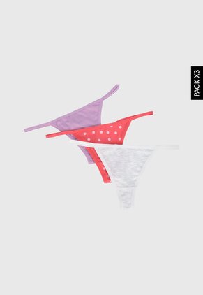 Pantie x3 Lila-Blanco-Coral Lili Pink