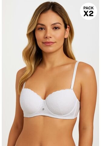 Brasier Estilo 3/4 Copa C En Encaje Paquete X2 EM102-006, T40C, NRGO_BLCO Lili Pink Lili Pink