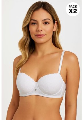 Brasier Estilo 3/4 Copa C En Encaje Paquete X2 EM102-006, T40C, NRGO_BLCO Lili Pink