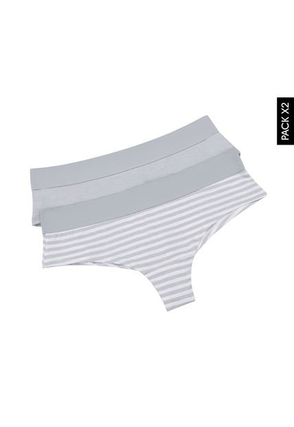 Pantie X2 Gris-Blanco Lili Pink